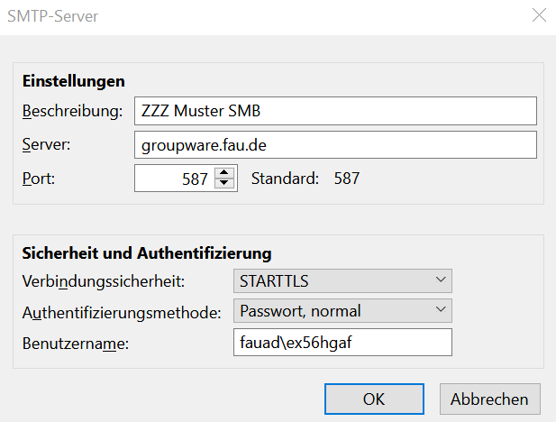 Fenster "SMTP-Server"